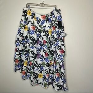 NWT Eloquii Floral Print 3 Tier Asymmetrical  Skirt with Zipper in Back Size 18.